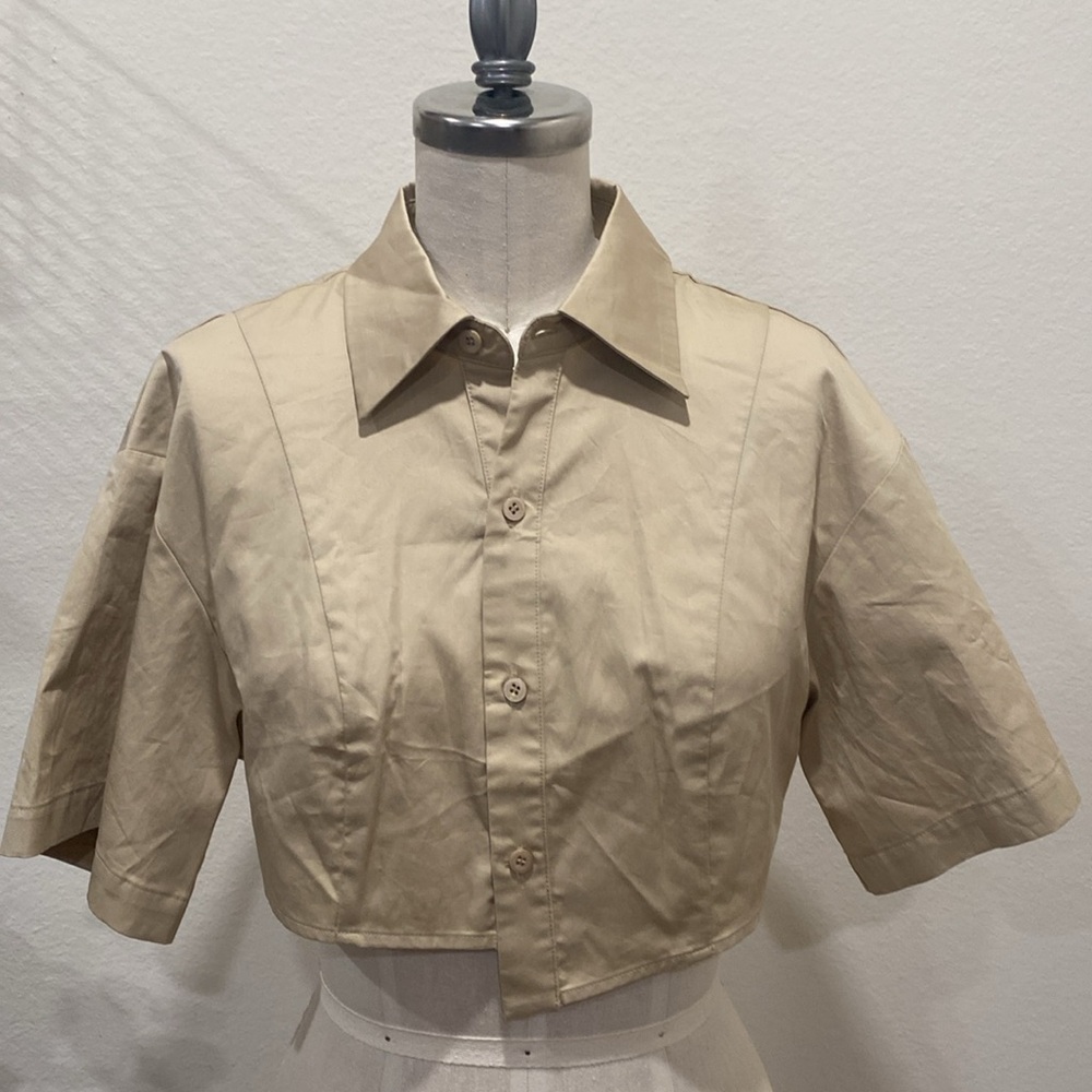 NWT Emory Park Cropped Button up Short Sleeve Shirt Jacket